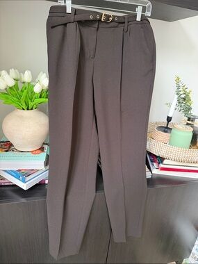 eva mendes for New York & Company Ankle Pants in Dark Brown with Belt in Size 10